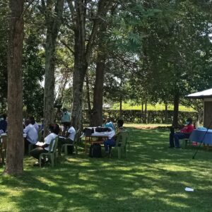 Science cafe under trees