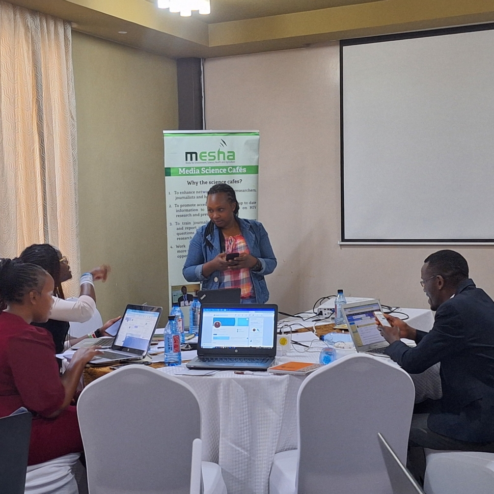 Health journalists participate in a training exercise during a Science Café on health reporting in Nairobi, February 9, 2024. Photo credit I Chemtai Kirui
